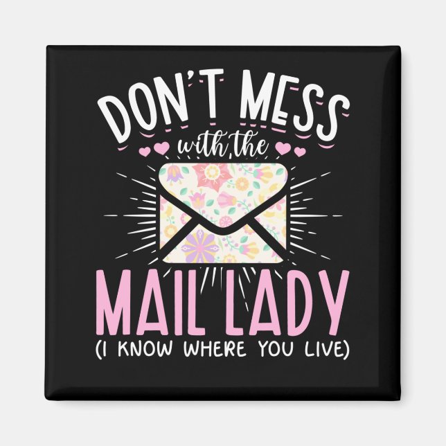 Aimant Femme de la poste de travail drôle Mailman femme (Devant)