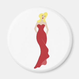 Aimant Femme élégante dans une robe rouge