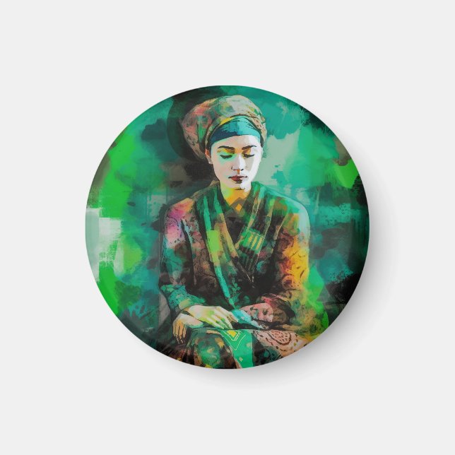 Aimant Femme en vert (Devant)