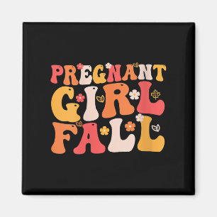 Aimant Femme enceinte Fille Automne Groovy Grossesse Bébé