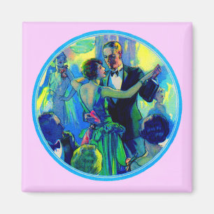 Aimant Femme et gentleman des années 1920 sur la piste de