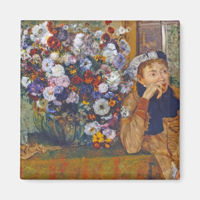 Aimant Femme et vase de fleurs, Edgar Degas (Devant)