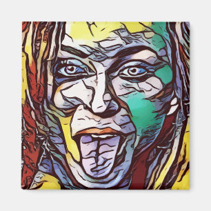 Aimant Femme Graffiti Peinture Art Visage Couleur Oeil