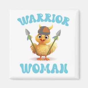 Aimant Femme guerrière mignonne Viking poulet