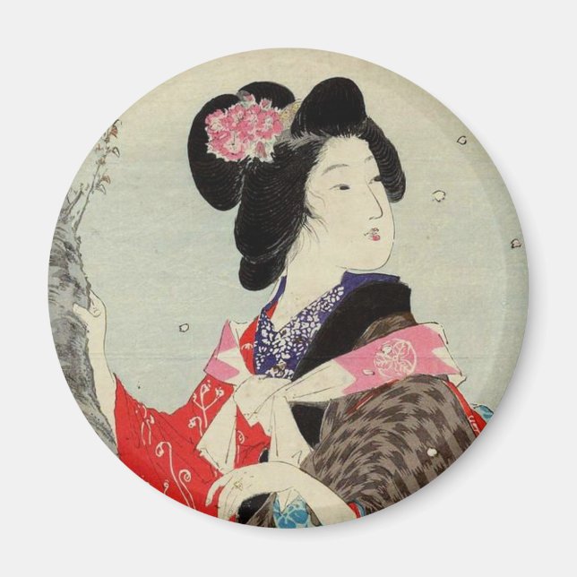 Aimant Femme japonaise Lady Suzuki Kason Sakura Art japon (Devant)