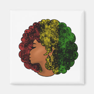 Aimant Femme noire rasta afro rouge jaune vert