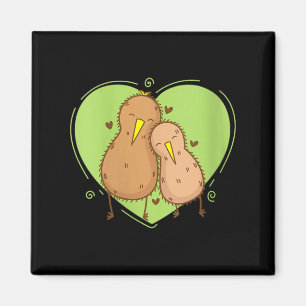 Aimant Femme Oiseau Kiwi est amoureux du fruit Kiwi Anima