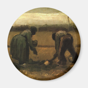 Aimant Femme paysanne et paysanne plantant des pommes de 