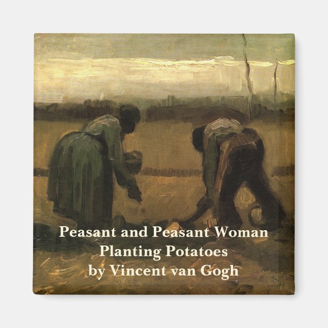 Aimant Femme paysanne plantant de la pomme de terre par V (Devant)