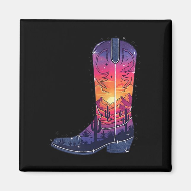Aimant Femme Sky Cowgirl Boot Desert Sunset Dreamers Boh (Devant)