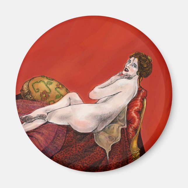 Aimant Femme sur Red Sofa (Devant)