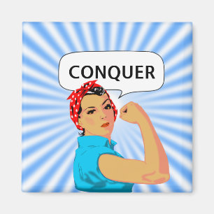 Aimant Femme Vintage Élégante & Texte Conquérant Modifiab