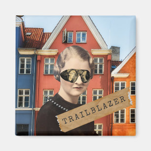 Aimant Femme Vintage Pionnière Kitsch Art Altéré 