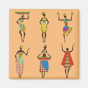 Aimant Femmes d'art tribal africaine mode ethnique coloré