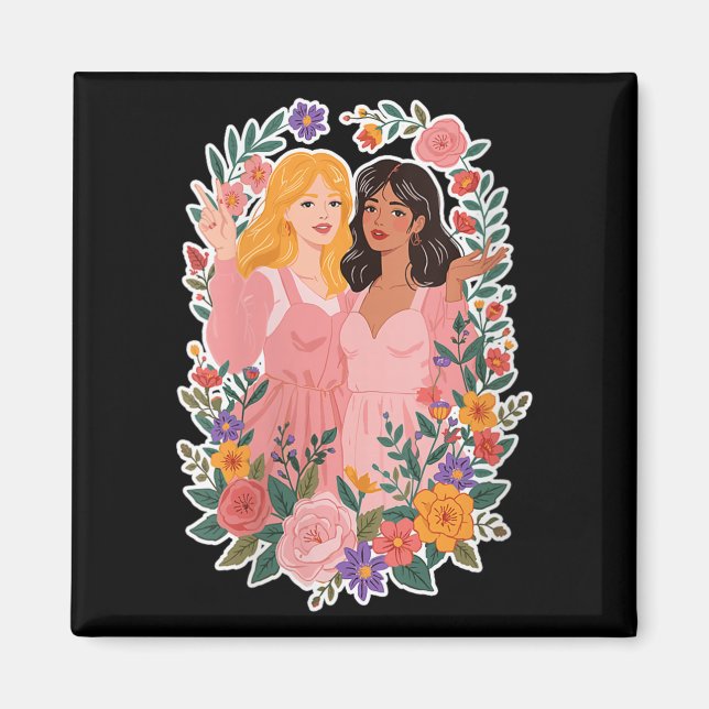 Aimant Femmes Filles Amitié Fleur Fleur Ies Sisterhood To (Devant)