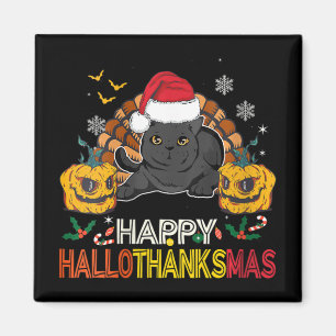 Aimant Femmes Hallothanksmas Hallothanksmas Chat Noir Hal