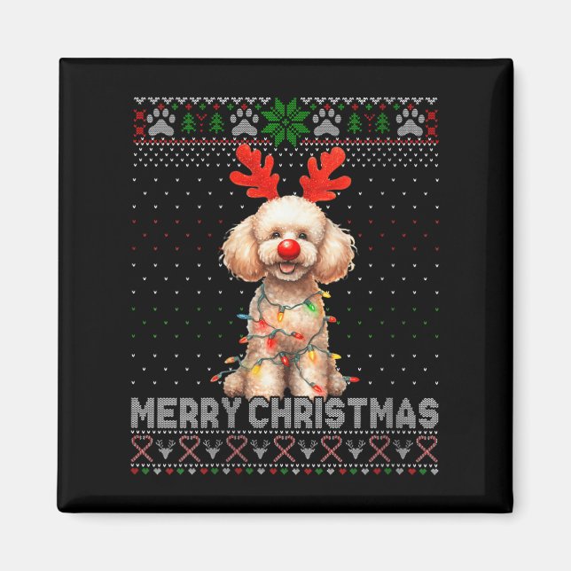 Aimant Femmes Joyeux Noël Poodle Amoureux des chiens Vila (Devant)