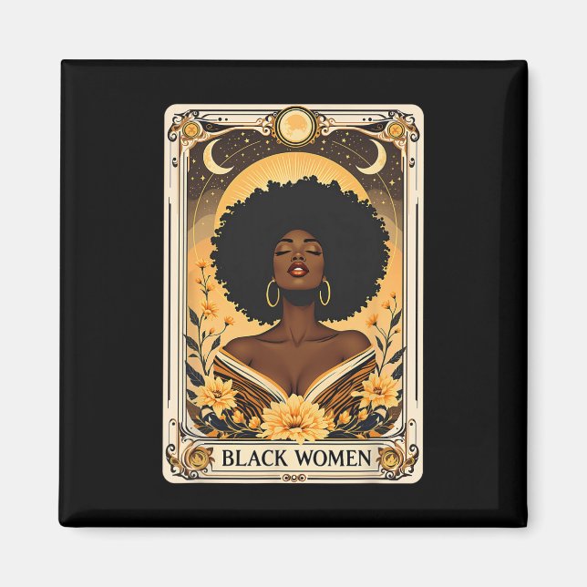 Aimant Femmes noires Afro Cheveux Noir Histoire Mois Taro (Devant)