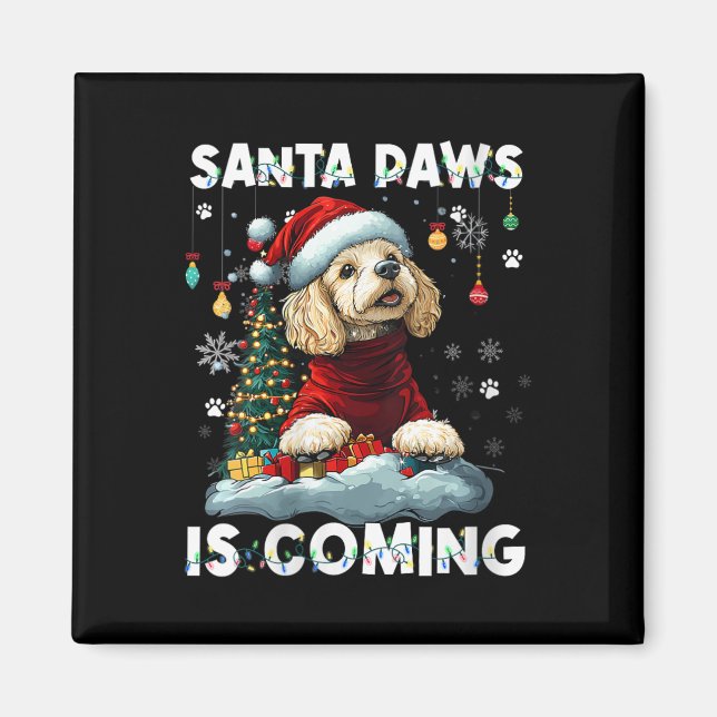 Aimant Femmes Poodle Noël Arbre Lumières Décorations Do (Devant)