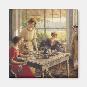 Aimant Femmes prenant le thé