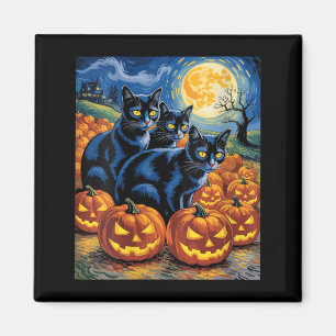 Aimant Femmes Van Gogh Style Chats Noirs Halloween Citrou
