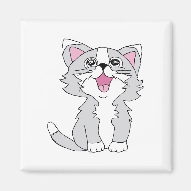 Aimant Fer Cute Chat esthétique Happy Chat Clipart Dessin (Devant)
