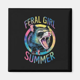 Aimant Feral Girl été Opossum Tie Dye Raccoon