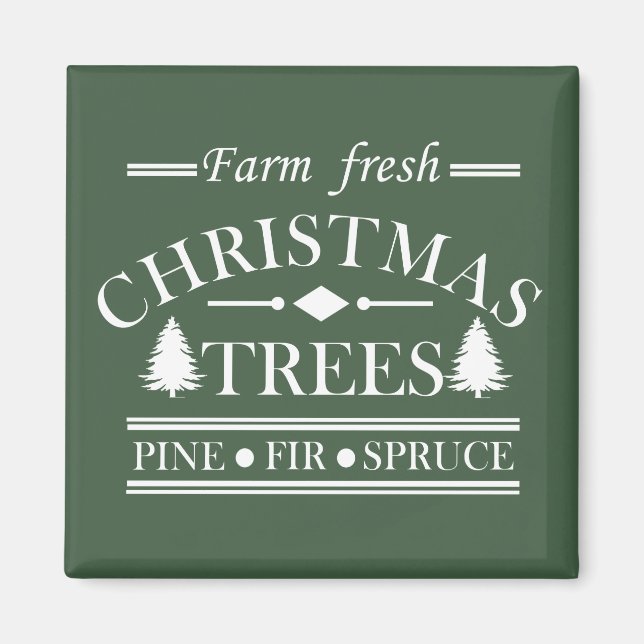 Aimant Ferme de pins de Noël Joyeux (Devant)