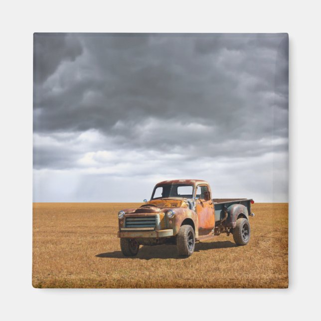 Aimant Fermes | Vieux camion en campagne (Devant)