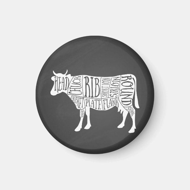 Aimant fermier vache boucherie charcuterie art petit port (Devant)