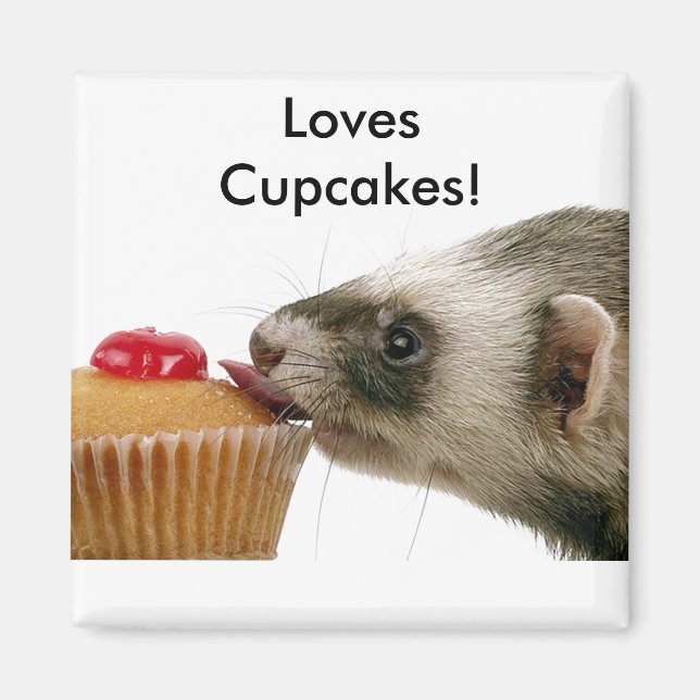 Aimant Ferrets Love Cupcakes (Devant)