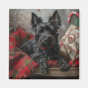 Aimant Festif de Noël écossais Terrier Dog