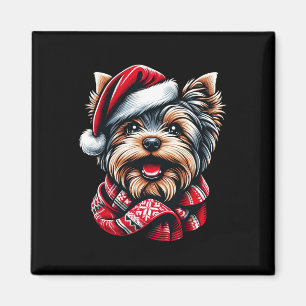 Aimant Festif Yorkshire Terrier À Père Noël Gear