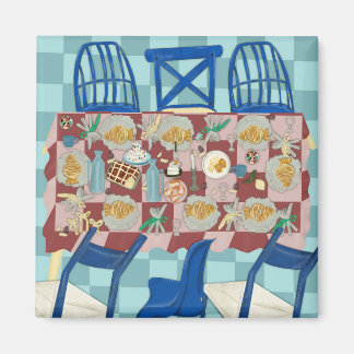 Aimant Festín en tonos de azul y rojo