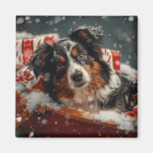 Aimant Festival de Noël des chiens bergers australiens