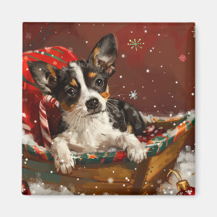 Aimant Festive de Noël de chien de Rat Terrier