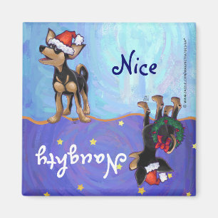 Aimant Festive de nuit étoilée Chihuhua à Santa Hat