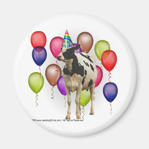 Aimant Fête à thème de la vache d'anniversaire