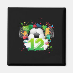 Aimant Fête d'anniversaire de football 12 ans 12 ans Joue