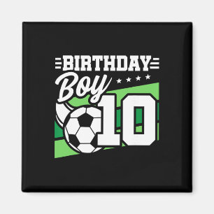 Aimant Fête d'anniversaire de football - Garçon de 10 ans