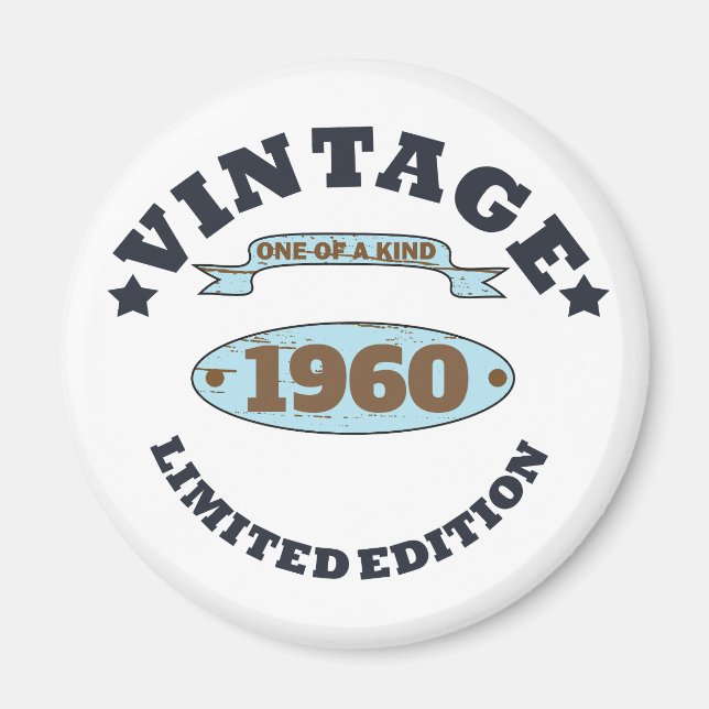 Aimant Fête d'anniversaire vintage personnalisée (Devant)