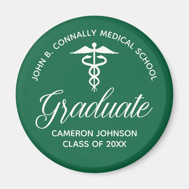 Aimant Fête de graduation de l'école Médicale verte perso (Devant)