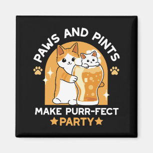 Aimant Fête de la bière colorée fête du chat - Pâtes et p