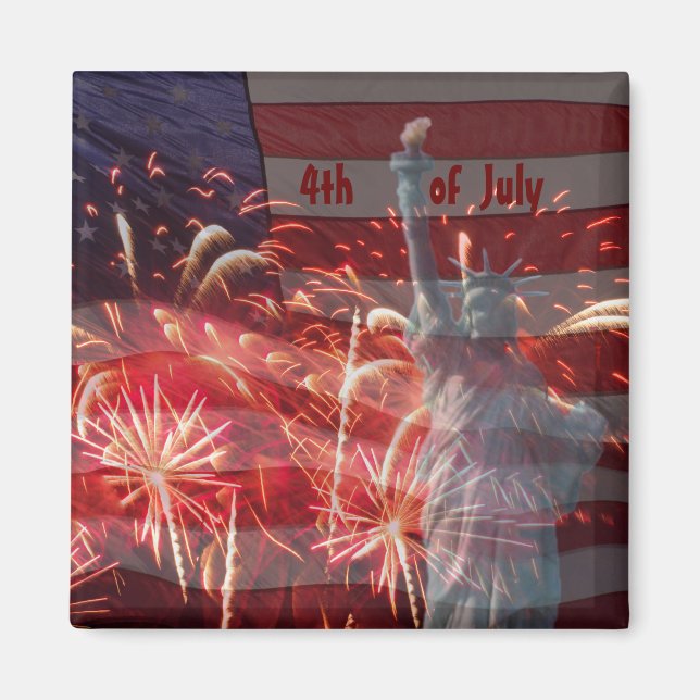 Aimant Fête de l'Indépendance 4 juillet feux d'artifice (Devant)