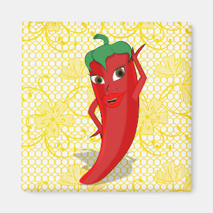 Aimant Fête de mariage avec diva du piment rouge chaud