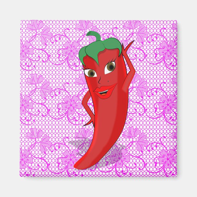 Aimant Fête de mariage avec diva piment rouge (Devant)