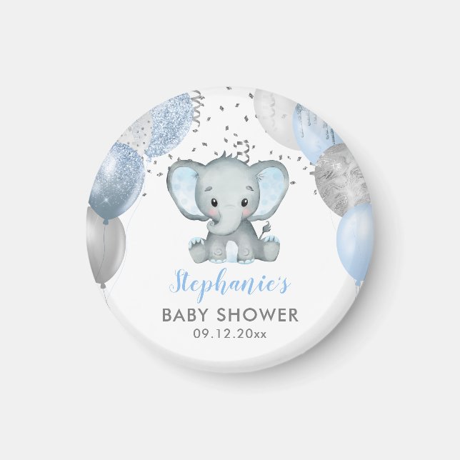 Aimant Fête de naissance Ballons Éléphant Mignon Garçon (Devant)
