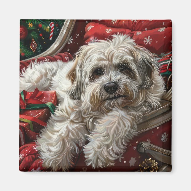 Aimant Fête de Noël de Chien Havanais (Devant)