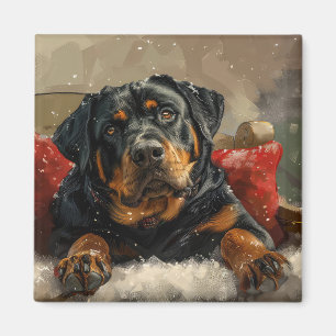 Aimant Fête de Noël de chien Rottweiler