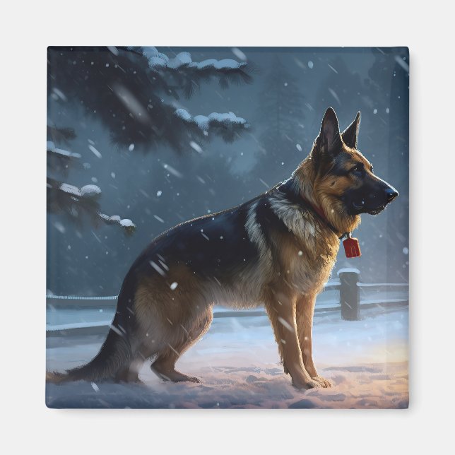 Aimant Fête de Noël des bergers allemands (Devant)